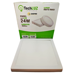 TECH LUZ PLAFON SOBREPOR QUADRADO 24W X 6500K 100914