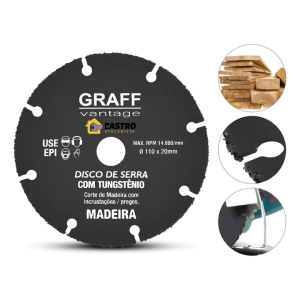 DISCO DE SERRA COM TUNGSTENIO P/MADEIRA 4 1/2