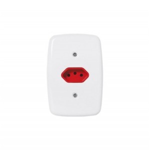 PLUZIE 1 TOMADA 2P+T 20A VERM 250V C/ PLACA 3231
